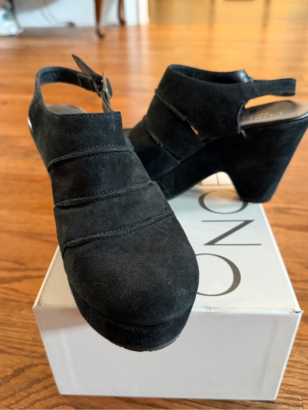 Cordani Italian suede sling back clog black